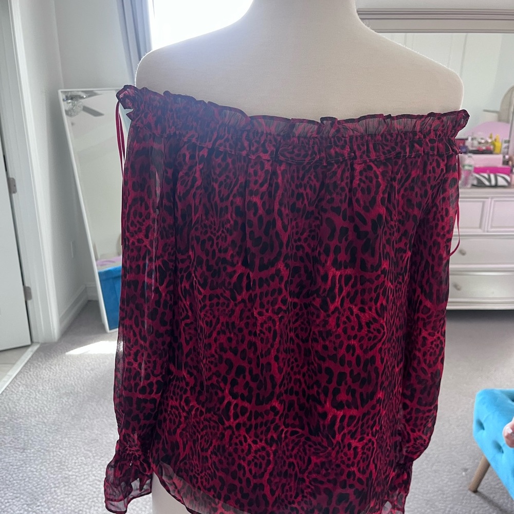 Top outfit by INC  red with black print